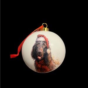 NWT Boykin Spaniel Hohoho Round Ceramic Ornament Christmas Stocking Dog